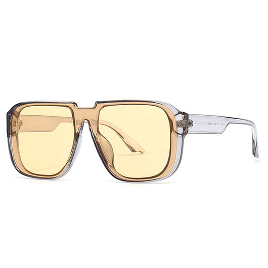 SHAUNA Retro Square One Piece Sunglasses Men Mirror Shades UV400 Flat Top Men Fashion Sun Glasses - GeekyJocks